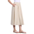 thumbnail image 4 of INSPIRE CHIC Women's Elastic Waist A Line Midi Swing Flared Skirt with Pockets XL Khaki, 4 of 5