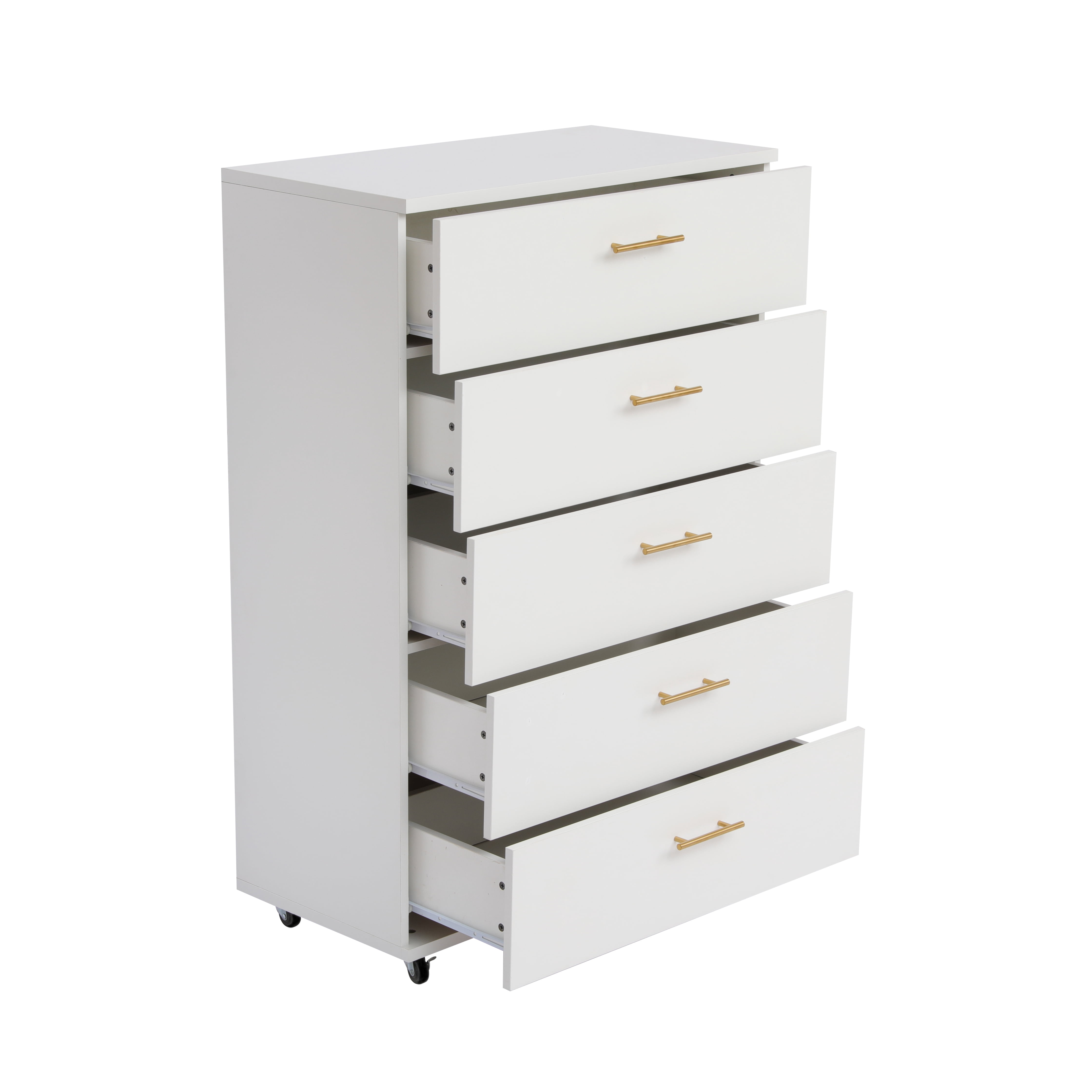 Aukfa 5 Tall Drawer Dresser Wide Chest of Drawers for Bedroom Entryway Living Room,White