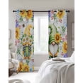 thumbnail image 4 of Sunflowers Kitchen Curtains Spring Flowers Gnomes Hydrangea Daisy Wood Cafe Short Curtains for Bathroom Blackout Window Curtain Grommet Small Window Treatment Drapes for Bedroom Living Room 52"x45"x2, 4 of 9