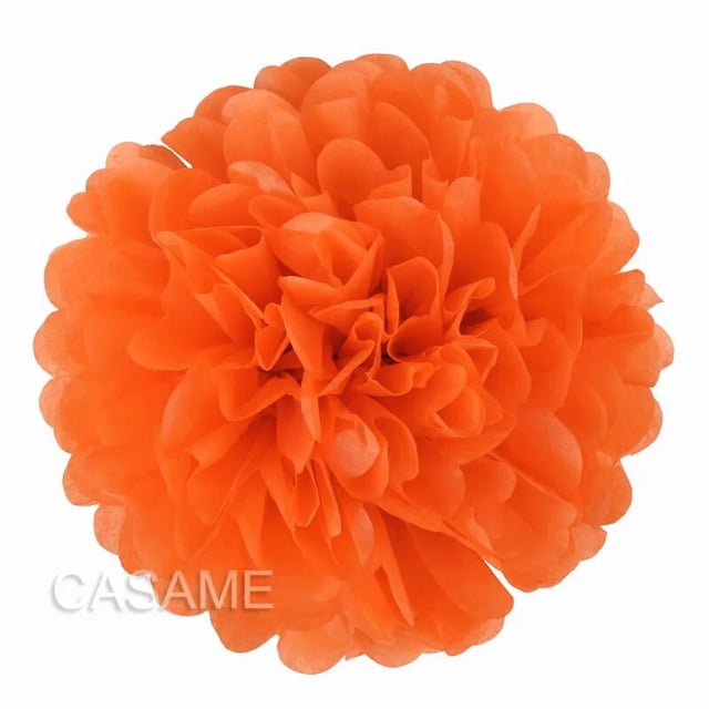 5 pompones de papel de seda, guirnalda de flores, decoración de boda, bricolaje, bolas de flores de papel, decoración para fiesta de cumpleaños, baby shower, naranja intenso, 20 cm