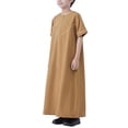 thumbnail image 5 of KAUOD Boys Short Sleeve Muslim Thobes 𝐈slamic Kids Half Zipper Eid Traditional Prayer Kaftan Thobes Toddler Abaya Clothes, 5 of 7