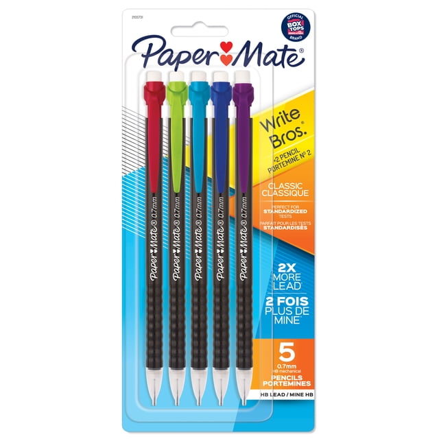 Paper Mate Mechanical Pencils, Write Bros. Classic #2 Pencil, Great for Standardized Testing, 0.7 mm, 5 Count