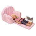 Badger Basket Upholstered Doll Chair with Foldout Bed Pink Chevron