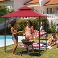 thumbnail image 2 of Costway 8' x 5' Grill Gazebo with 2 Shelves 7 Hooks Metal Frame Soft Top Wine, 2 of 10