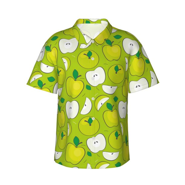 Balery Green Apple Camisas hawaianas de manga corta para hombre, camisas playeras de corte holgado, camisas de vacaciones con botones,XX-Large