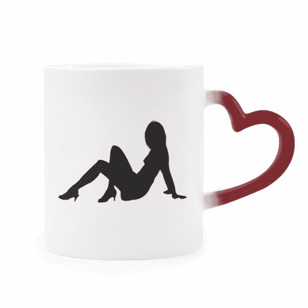 

Hot Beautiful Woman Women Outline Heat Sensitive Mug Red Color Changing Stoneware Cup