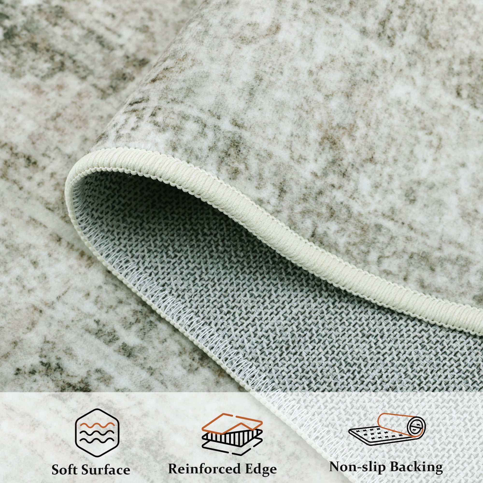 ATHOPE 2x3 Entryway Rug, Vintage Boho Medallion Rugs Non-Slip Soft Low Pile Washable Rug Large Distressed Rug Indoor Retro Carpet for Kitchen Bathroom Entrance, Gray Brown