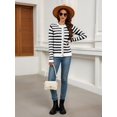 thumbnail image 5 of Women'S Cardigan Sweaters Striped Open Front Button Down Knitted Coat Cropped Fall Outwear White & Black L, 5 of 6