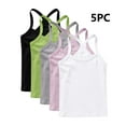 thumbnail image 5 of Eltusu Girls Tank Tops, 5 Pieces Soft Cotton Y-Back Sleeveless Shirts Green Size 10-12 T, 5 of 6