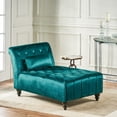 thumbnail image 2 of GDF Studio Rafaela Indoor Tufted Chaise Lounge, Dark Teal and Dark Brown, 2 of 4