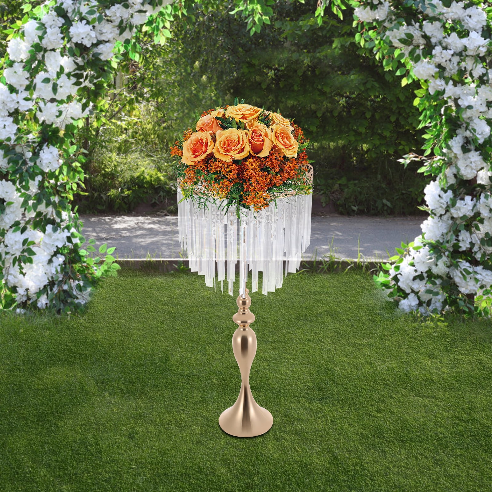 Modern Iron & Acrylic Floor/Tabletop Flower Holder for Fresh/Artificial/Silk Flowers Bouquet Display Photography Background