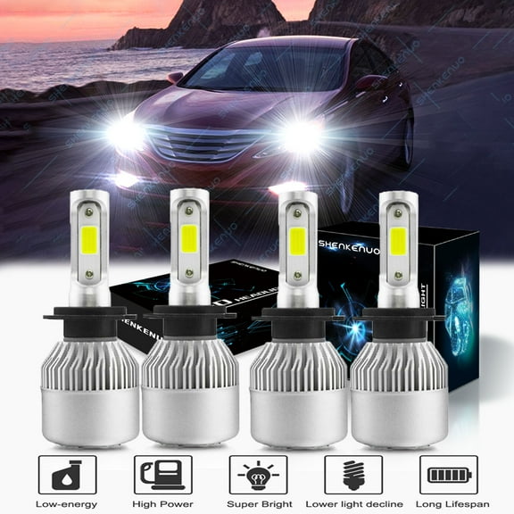 Fit For Hyundai Sonata 2011-2014 LED Headlight Bulbs,H7 High Beam   H7 Low Beam 4pcs SHENKENUO
