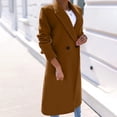 thumbnail image 4 of XFLWAM Trench Coats for Women Oversized Lapel Double Breasted Pea Coat Winter Wool Blend Jacket Trench Coat Long Coat Brown XL, 4 of 8