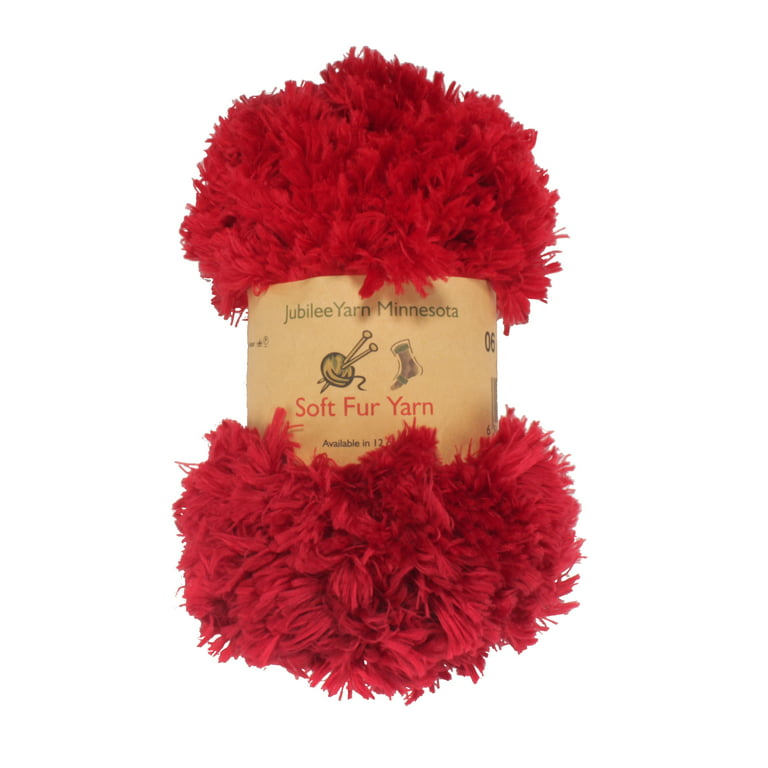 Lukche Eyelash Fun Fur Yarn Premium 100% Polyester 164 Yds (150 Mt), 3.53  Oz (100 Gr) Colorful Crochet Yarn Dıy Hand Knitting. (Red, 1 Skein)