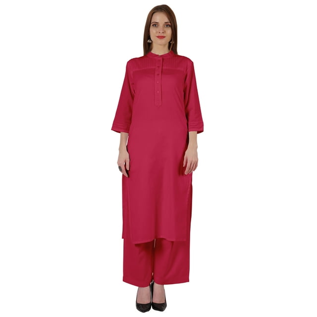 Bimba Robe Traditionnelle Indienne Unie pour Femmes Ensemble Kurta et Pantalon Ethnique Indien Palazzo