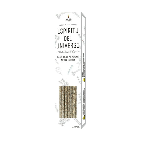 White Sage and Copal | Espiritu del Universo 10 Pack Hand Rolled Natural Incense Sticks | Space Clearing Negative Energy Smudging Meditation