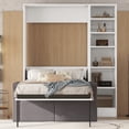 thumbnail image 4 of Harper & Bright Designs Twin Size Murphy Bed with Sofa, Wall Bed with Cushion, Murphy Bed with Shelves for Bedroom Guestroom Small Room, White, 4 of 15