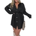 thumbnail image 1 of Diconna Combinaison Femme, Chemise à Manches Longues Col Rabattu Boutonnée Justaucorps Mode Urbaine, 1 of 9