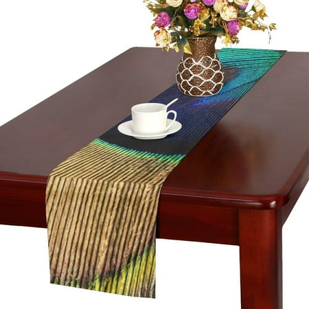 

MKHERT Colorful Peacock Feather Table Runner for Kitchen Wedding Party Home Decor 16x72 inch