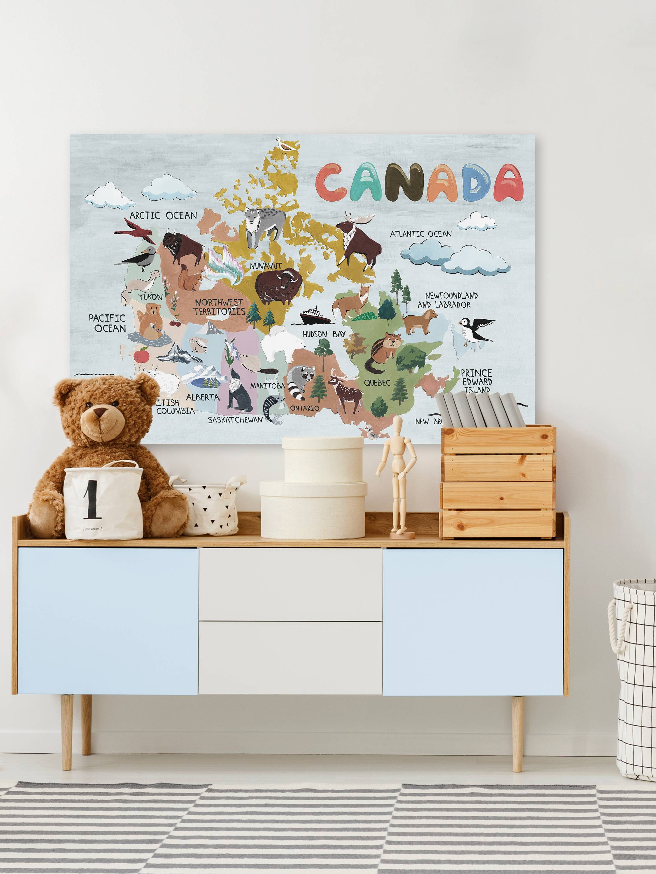 Marmont Hill Cloudy Canadian Map Canvas Wall Art
