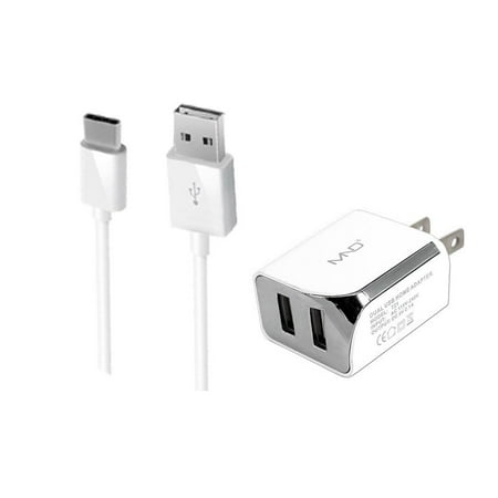 2-in-1 Micro-USB Chargers for Xiaomi Redmi Note 4,Redmi 4 Prime, Redmi 4 High Version, Redmi 4?,Redmi 4 (White) - 2.1Ah Travel Charger Adapter (Dual Port) + USB Charging Cable