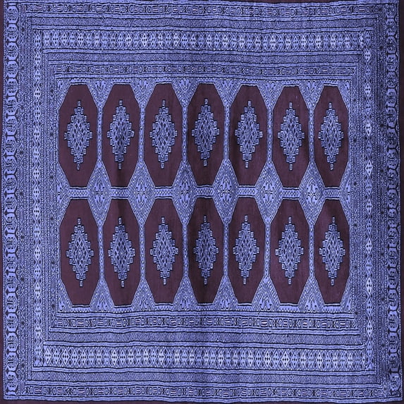 Ahgly Company Machine Washable Indoor Square Persian Blue Traditional Area Rugs, 6' Square