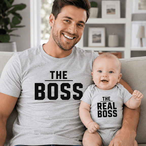 The Boss And The Real Boss Matching Shirts, Dad And Baby Matching Set, New Dad Gift, Funny Father Child Outfit