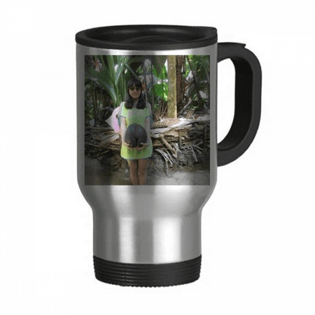 

Tropic Coconut Tree Ellie Yao Beautiflu Girl Travel Mug Flip Lid Stainless Steel Cup Car Tumbler Thermos