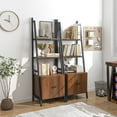 thumbnail image 3 of Costway 2 PCS Ladder Shelf Industrial Bookcase with Cabinet Metal Frame for Living Room, 3 of 10