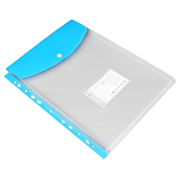 WMGHA Plastic Envelopes Binder Pocket 11 Holes Expandable Binder Folders for 2/3/4 Ring Document Pouch with Snap Button & Label Loose-Leaf Transparent for School Home Office (Vertical-Opening)