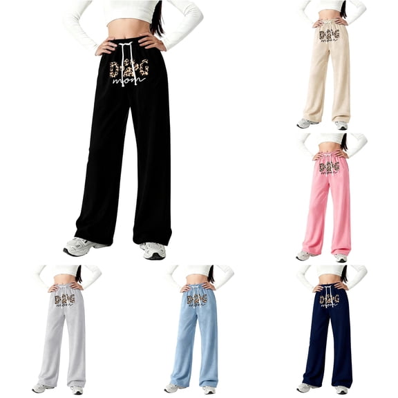 Byoo Toddler Girl's Miami Printed Sweatpants Wide Pants Casual Bottoms Soft Daily Trousers,Black