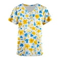 thumbnail image 4 of FAFWYP Scrubs for Women, Flower Print Scrubs Tops Summer Short Sleeve V Neck Nursing Workwear Working Uniform Blouses with Pockets, 4 of 4