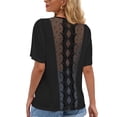 thumbnail image 4 of Camiseta de mujer de manga corta con cuello redondo Sexy Hollow Summer Top suelto, negro, S seitruly AP001234-13, 4 of 7