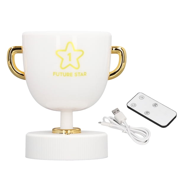 Soporte para bolígrafo con carga USB, luz de noche con forma de trofeo: una lámpara de ambiente única para el dormitorio como regalo de graduación para personas con logros especiales