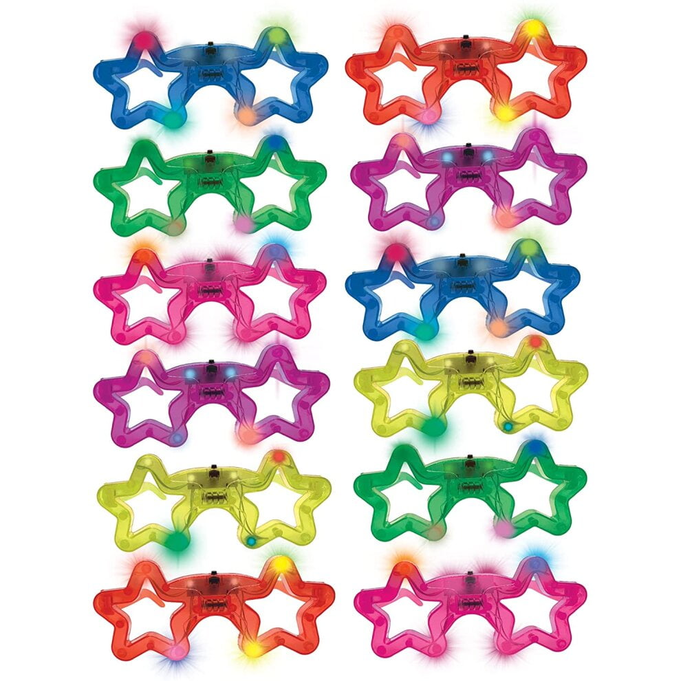 LED Party Eyeglasses Star Light up Glasses , Set of 12 Flashing LED