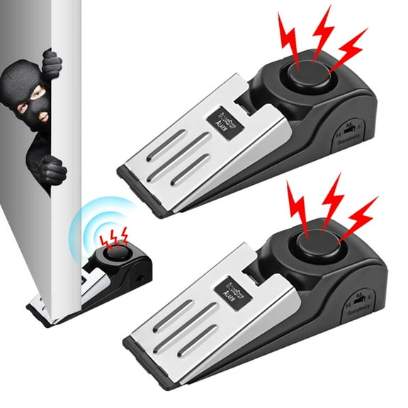 GEGONG Dual Function Door Stop Alarm, 2-Pack, 2.5" x 2.5", ABS Plastic