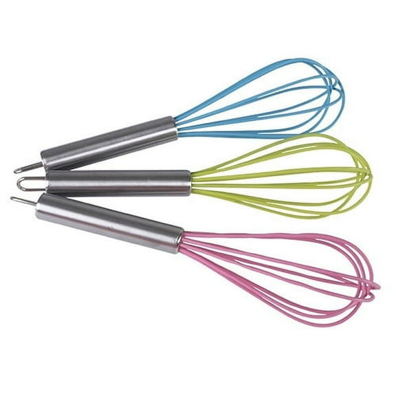 Cheers.US 3Pcs/Set Silicone Whisk, Stainless Steel & Silicone Kitchen Utensils for Blending, Whisking, Beating & Stirring