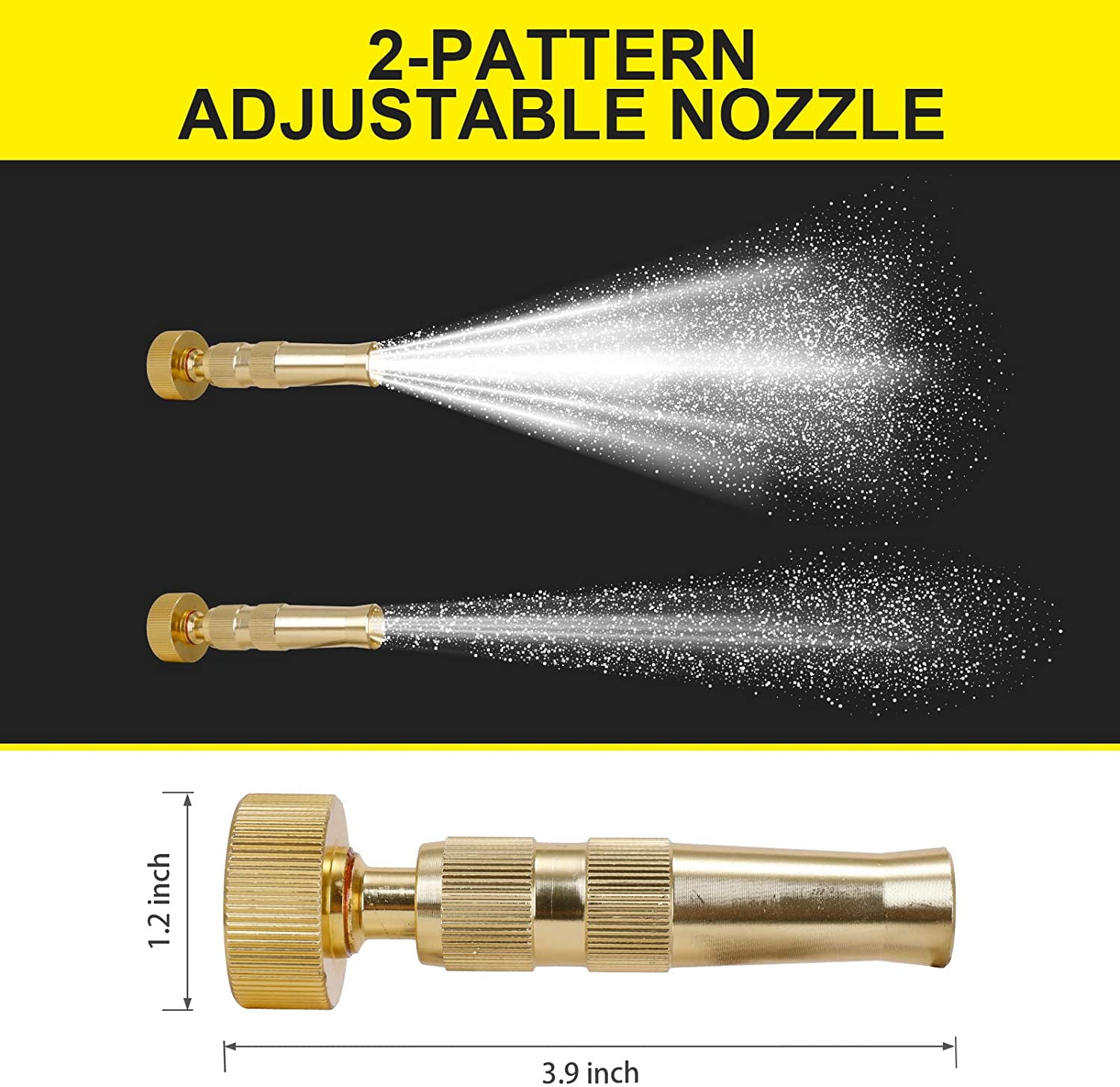 Heavy Duty Metal Garden Hose 25FT - Kink , Lightweight, 8 Function Sprayer, Stainless Steel Water Hose