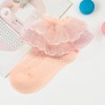 thumbnail image 2 of Toddler Socks Spring Autumn Cute Cotton Delicate Embroidery Lace Princess Socks Orange 3-4 Years, 2 of 4