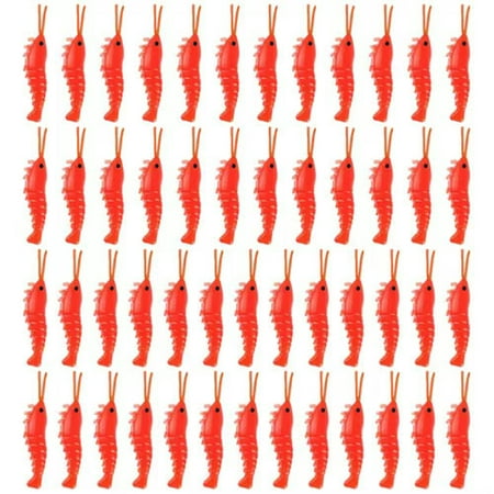 BLOPQ 50Pcs Salt Water Fishing Lure PVC Luminous Soft Lure Shrimps Gifts for Men-Red