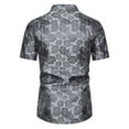 thumbnail image 3 of WREESH Men's Casual Fashion Dress Shirts Turn Down Collar with Short Sleeve Solid Print, Featuring a Stylish Rose Print Design Gray, 3 of 9