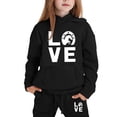 thumbnail image 4 of Huowey Little Girls Clothes Fall Outfits Long Sleeve Hoodie Sweatshirt+Pants 2 PC Set Elastic Waist Loose Fit Letter Graphic Winter School Outdoor Casual Everyday Wear Lovely Outfit,Black,2-3 Years, 4 of 4