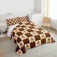 thumbnail image 3 of Feelyou Brown Gingerbread Man Queen Comforter Set, Plaid Buffalo Bedding Sets, Teens Boys Girls Kids Reversible Bedding Comforter Set, Ultra Soft Home Decor, 3pcs, 3 of 8