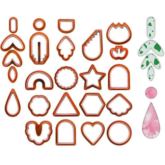 Threns 24pcs Clay Earring Cutters Set for Polymer Clay Jewelry Making Different Sizes and Irregular Shape Plastic Polymer Clay Cutters Handmade Set for Beginners DIY Earrings Jewelry Gift