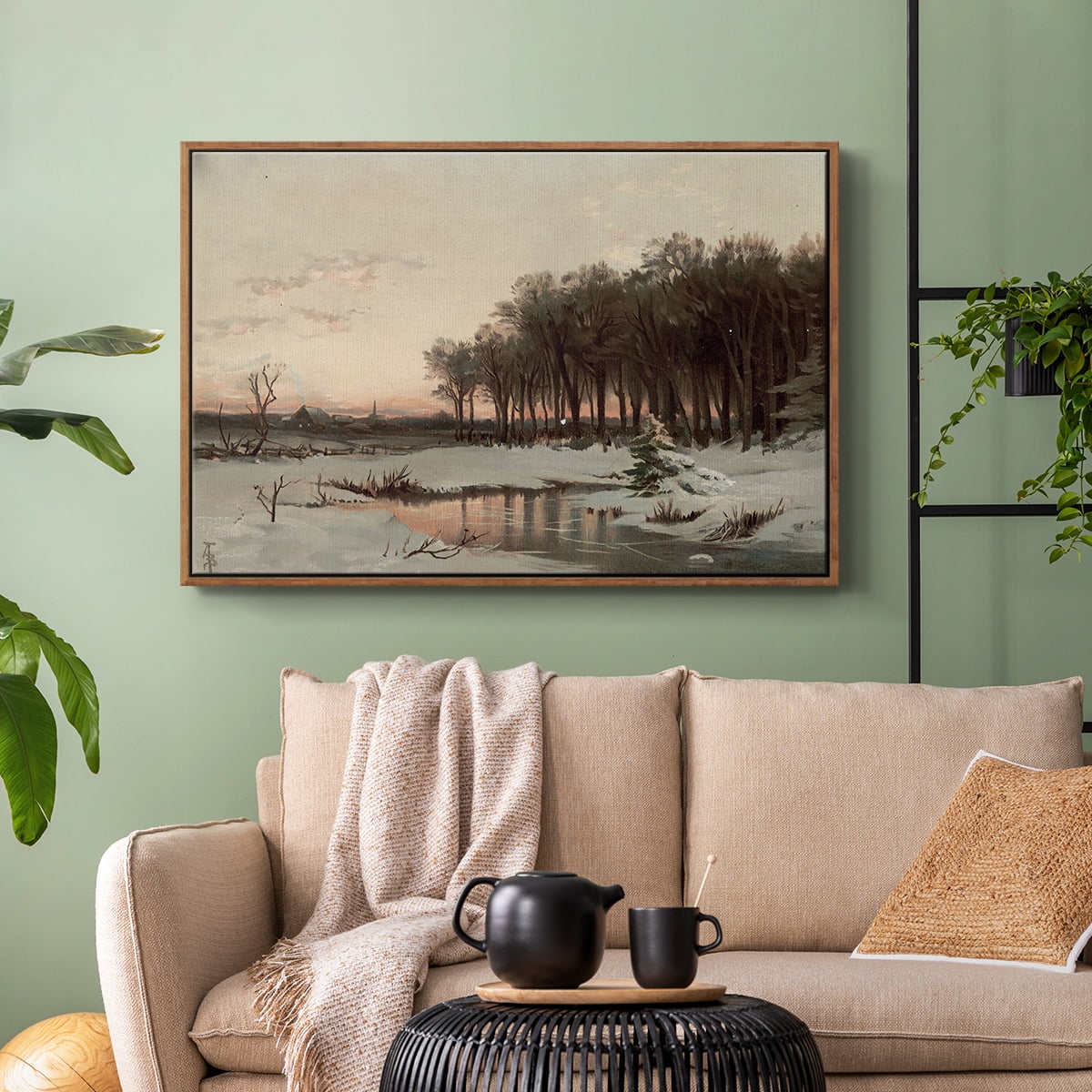 Vintage Landscape-CCLXIX By Wexford Home Framed in Walnut Wood Gallery Wrapped Canvas 25 in. x 37 in.