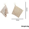 thumbnail image 3 of Pendiente de gota largo con lentejuelas y borlas de malla ligera, colgante rectangular, 3 of 4