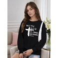 thumbnail image 2 of Women Christian Sweatshirt With God All Things Are Possible Graphic Shirt Casual Crew Neck Top, 2 of 6
