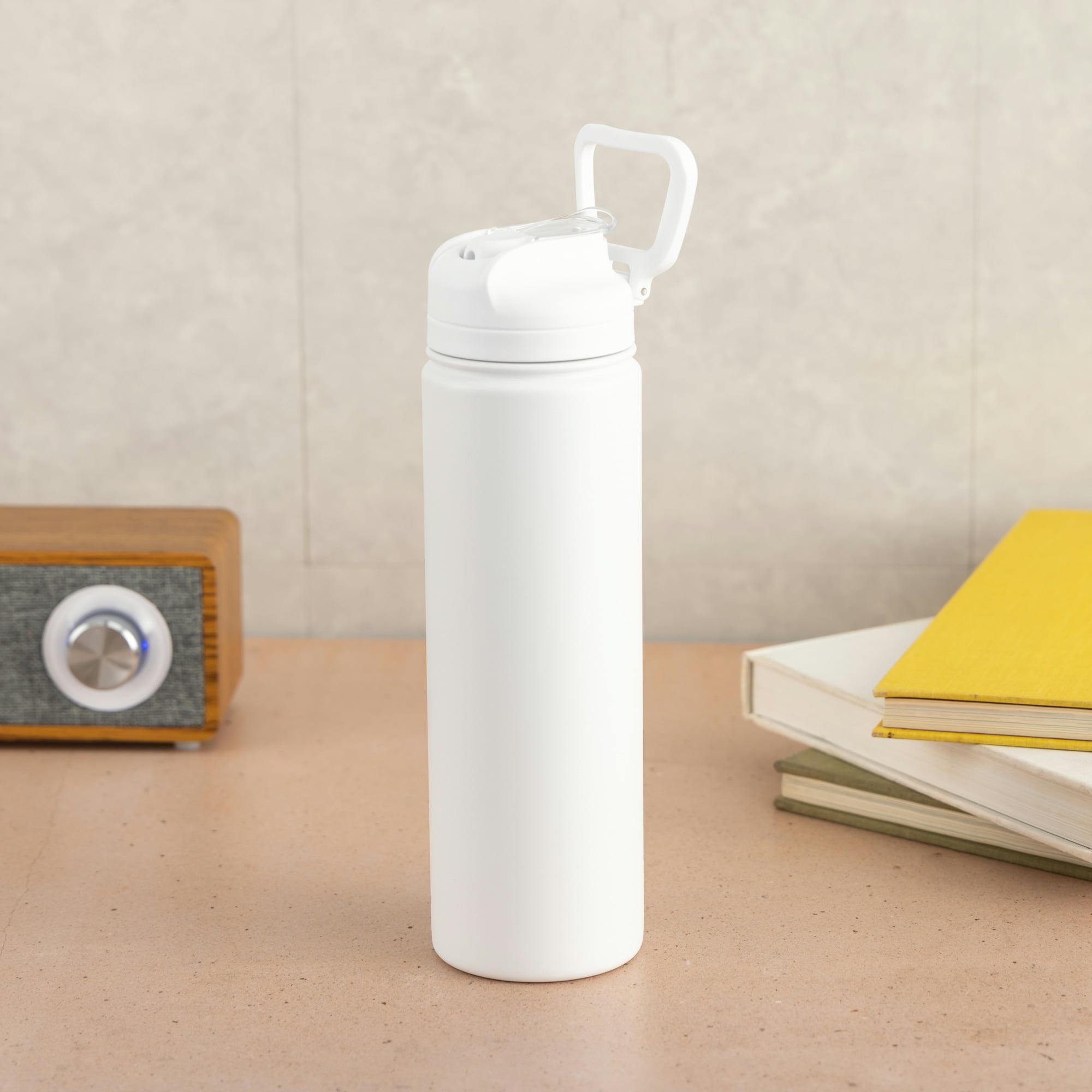 Mainstays 24 oz Stainless Steel Sip Water Bottle, White
