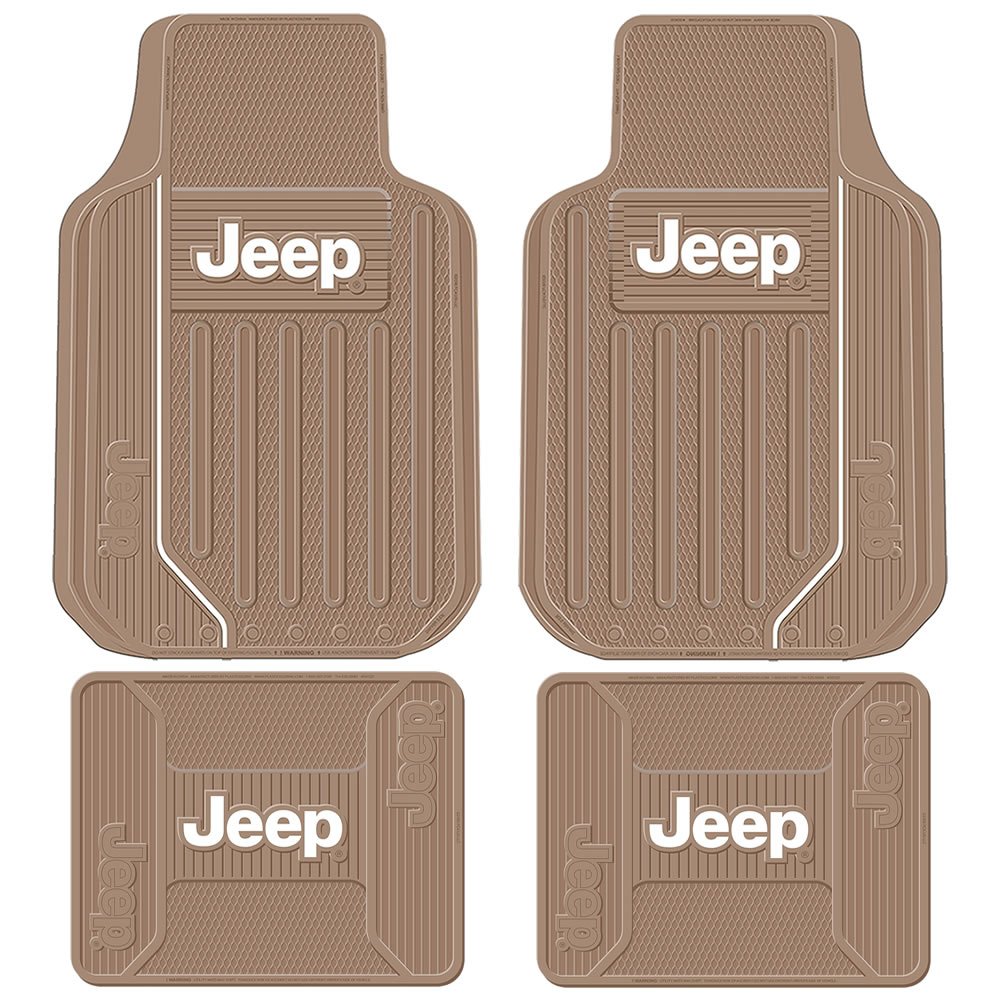 Plasticolor 4PC Tan Elite Heavy Duty Rubber Front Rear Floor Mats for