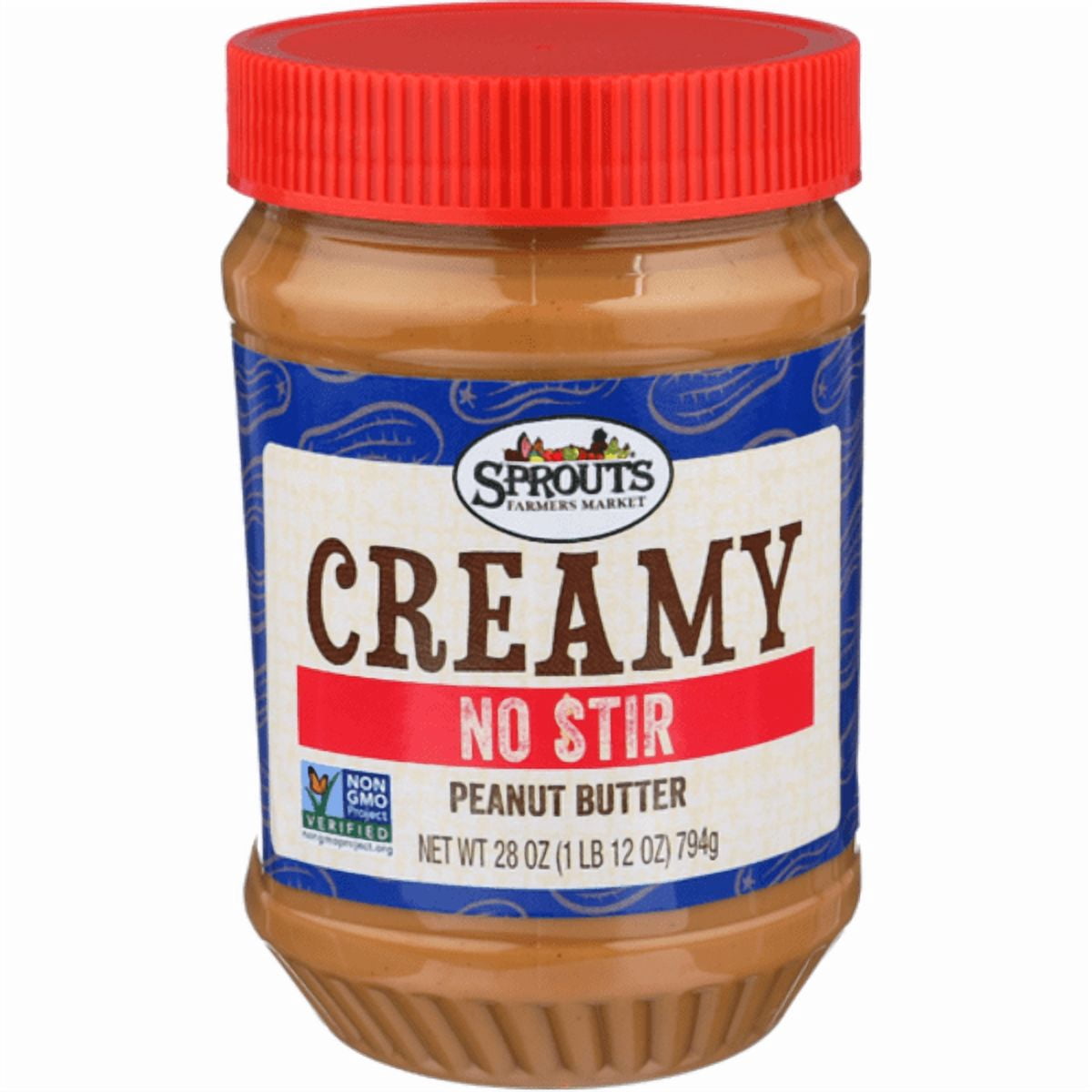Sprouts No Stir Creamy Peanut Butter 28 oz (Pack of 2)
